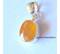 Yellow Sapphire Pendant pukhraj Silver Pendant