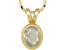 Ceylon White sapphire with gold pendant oval  safed pukhraj gold pendant