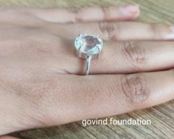 Crystal Quartz Silver Ring Sphatik Silver Ring
