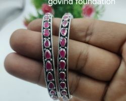 Silver kada for women Ruby Silver bangles