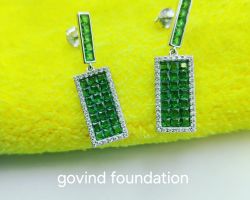 Emerald Earrings Emerald with zircon Silver Earrings