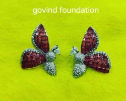 Ruby Butterfly Earrings with zircon in pure silver