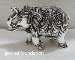 Silver elephant 500gm Trunk up pure Silver elephant