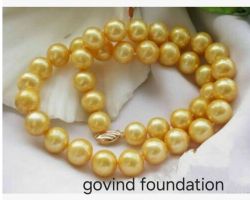 Natural golden pearl mala Golden pearl necklace 10mm