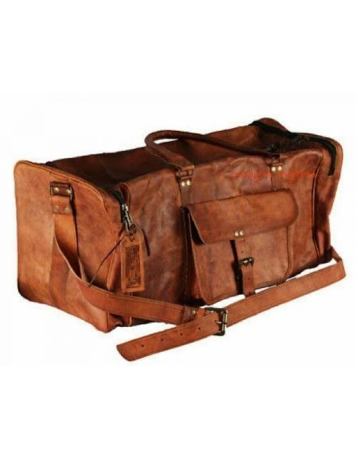 camel leather duffle bag