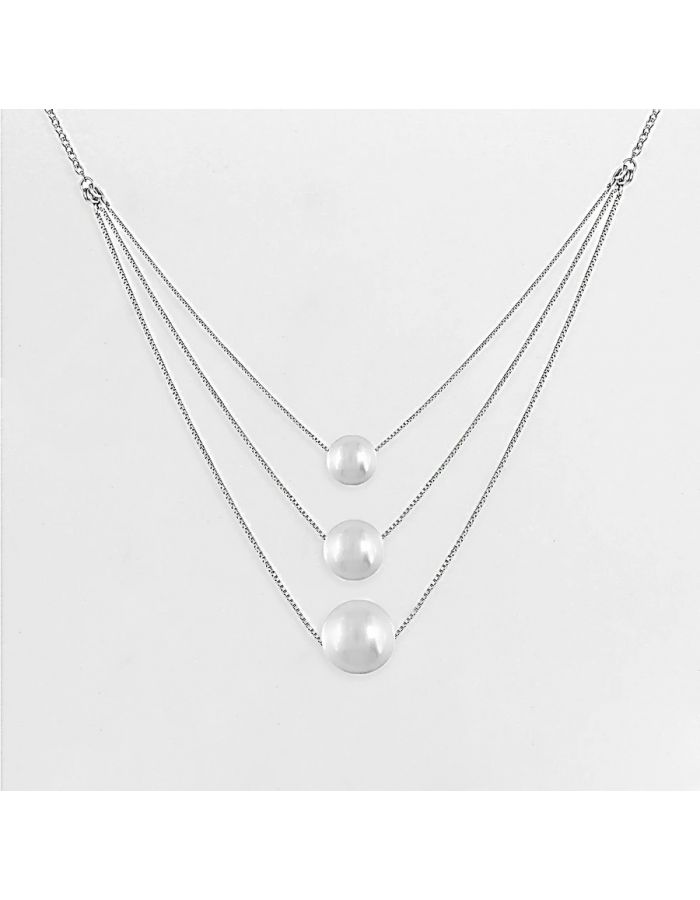Pearl silver necklace with pearl silver necklace with pearl 3 layer
