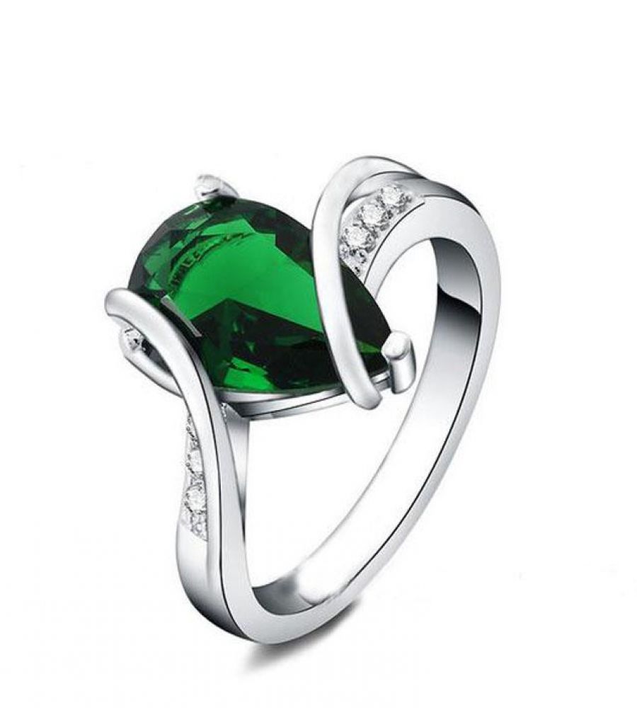 Natural Emerald Silver Ring, Panna Gemstone Ring - Shraddha Shree Gems