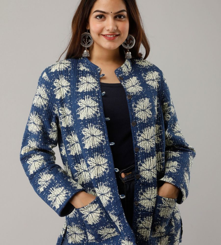 Jaipuri jacket coat printed cotton quilted coat code 5