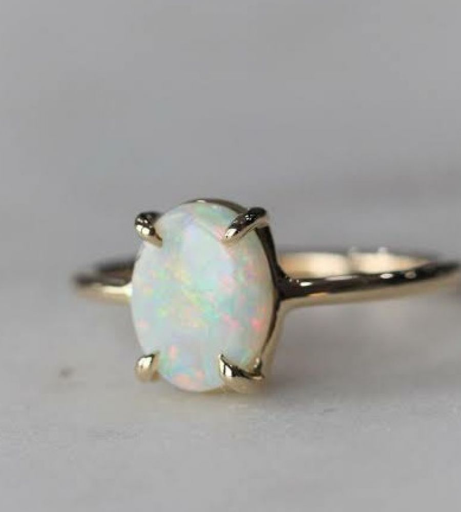 White Finish Swarovski & Opal Stone Ring Design by ESME at Pernia's Pop Up  Shop 2024
