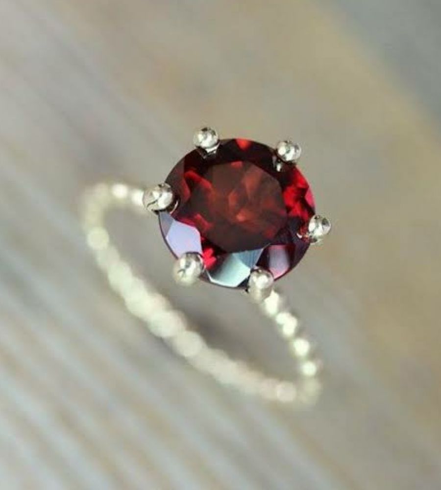 Buy 92.5 Sterling Silver Flower Shaped Ring Studded With Oval-Shaped Garnet  Red Synthetic Stone KALKI Fashion India