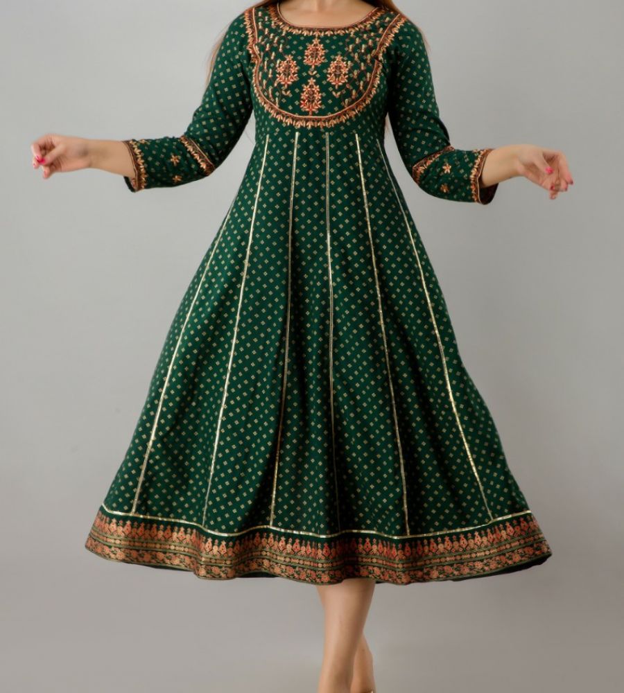 Linen long kurti dress  Long gown design Frock designs for women  Floral long frocks