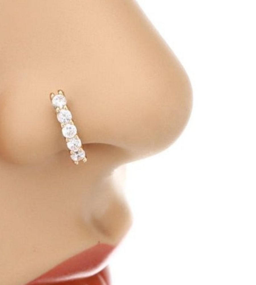 Diamond nose ring hoop diamond gold nose ring