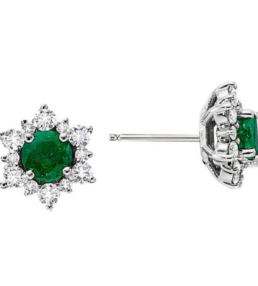 Emerald earrings with diamond emerald tops emerald studs code 2