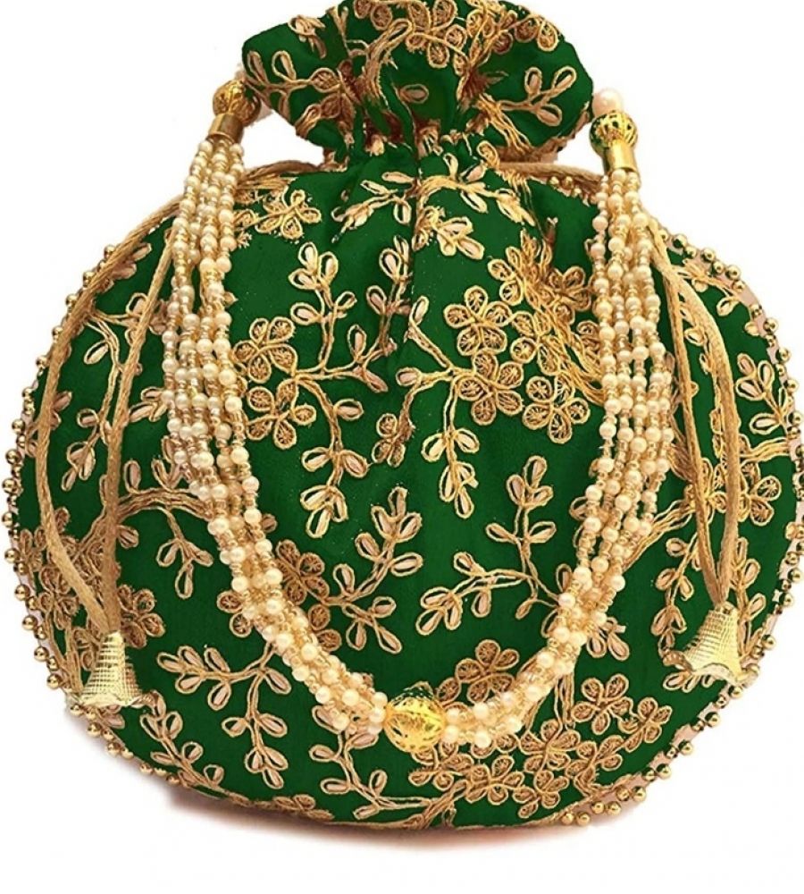 Potli bag rajasthani handmade potli bag Green