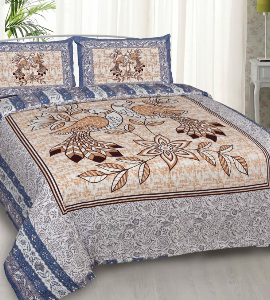 Bedsheet Cotton double bed Rajasthani print dancing