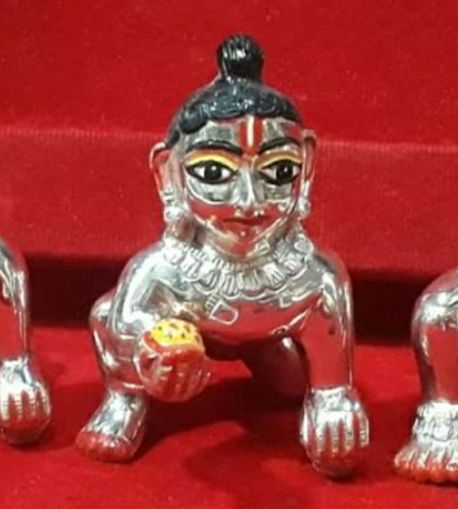 Silver Laddu Gopal 3 Number Fine Finish Chandi Ke Laddu Gopal Ji