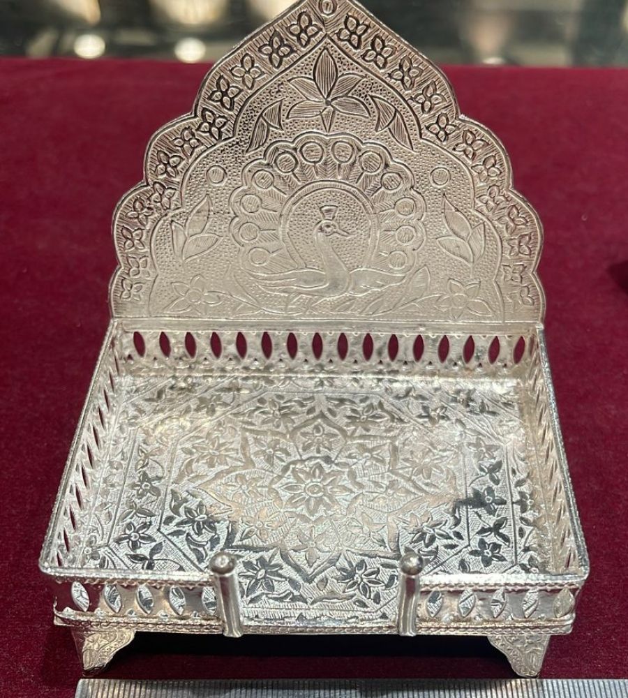 Silver singhasan 9cm pure silver throne chandi ka singhasan